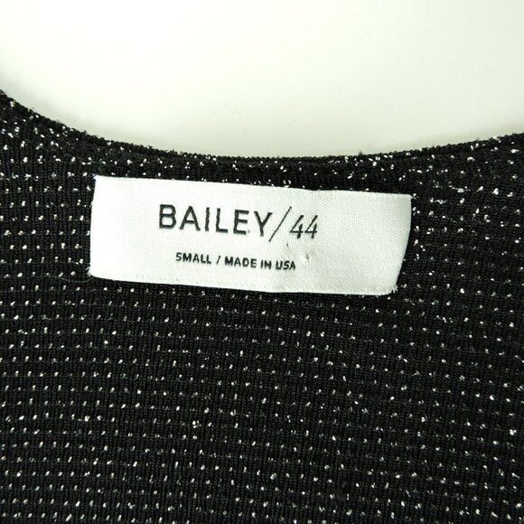 Bailey 44 black silver metallic shimmery dressy long sleeve stretch top sz S - Picture 7 of 9